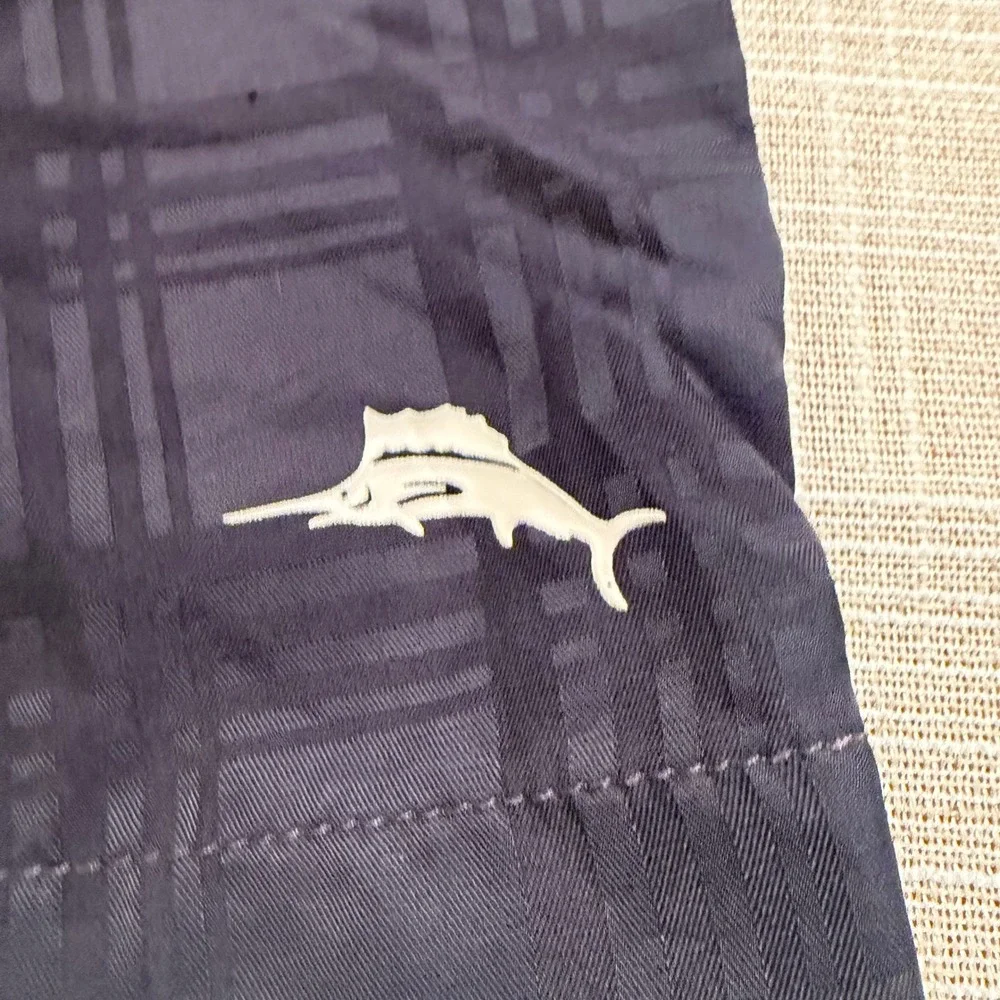 Tommy Bahama Mens XL Gray Tonal‎ Plaid Mesh Lined Swim Trunks Board Shorts